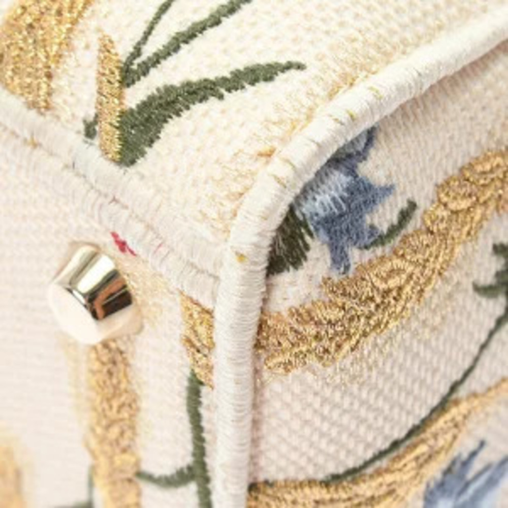 Dior LADY LITE Bag Multicolor Hibiscus Embroidery Canvas Handbag - Picture 7 of 9